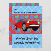 Valentine Rennwagen Feiertagskarte (Vorne/Hinten)