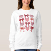 Valentine Retro Checkered Heart Coquette Bow Sweatshirt (Vorderseite)