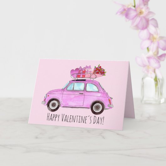 Valentine Retro Fiat 500 Karte (Orchidee)