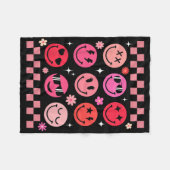 Valentine Retro Groovy Pink Happy Face  Fleecedecke (Vorderseite (Horizontal))