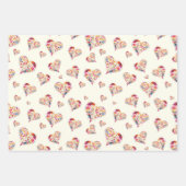 Valentine Retro Herzmuster Geschenkpapier Set (Vorderseite 2)