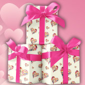Valentine Retro Herzmuster Geschenkpapier Set