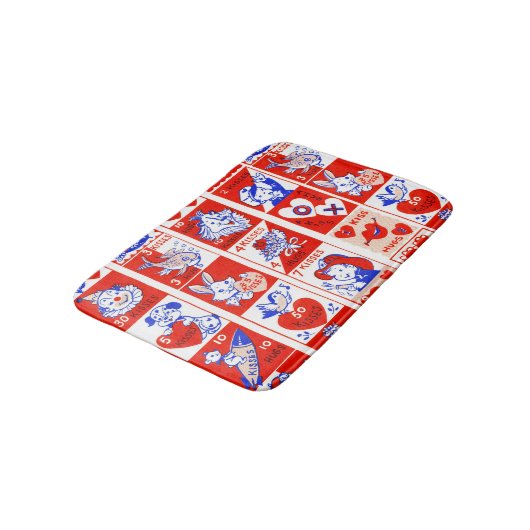 Valentine Retro Liebe schlägt Niedliche Muster Badematte (Schrägansicht)