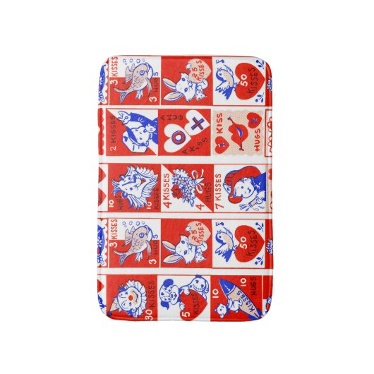 Valentine Retro Liebe schlägt Niedliche Muster Badematte (Vorderseite Vertikal)