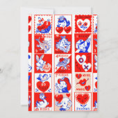 Valentine Retro Liebe schlägt Niedliche Muster Einladung (Rückseite)