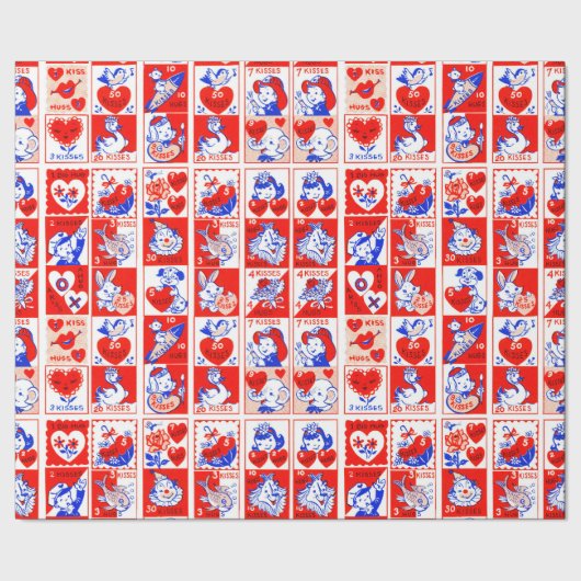 Valentine Retro Liebe schlägt Niedliche Muster Geschenkpapier (Saum)