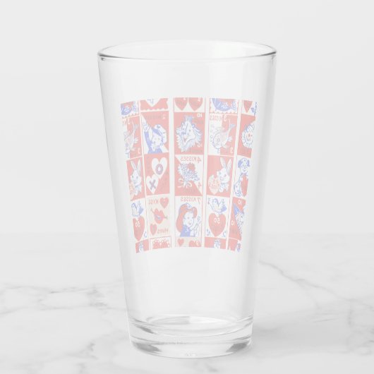 Valentine Retro Liebe schlägt Niedliche Muster Glas (Rückseite)
