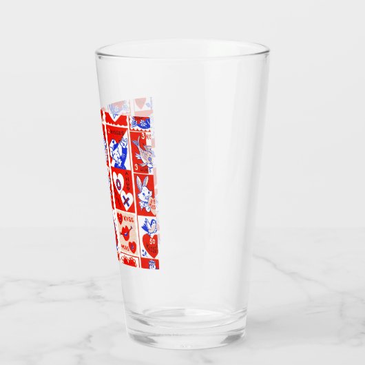 Valentine Retro Liebe schlägt Niedliche Muster Glas (Links)