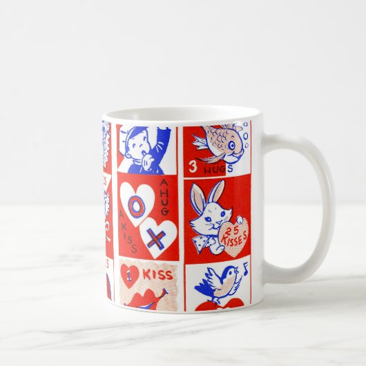 Valentine Retro Liebe schlägt Niedliche Muster Kaffeetasse (Rechts)