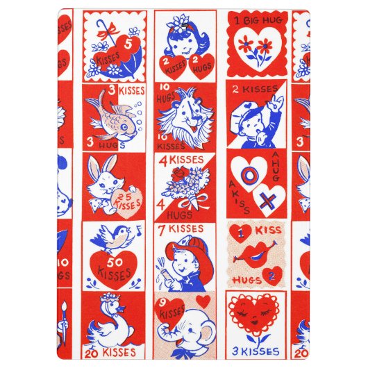 Valentine Retro Liebe schlägt Niedliche Muster Klemmbrett (Rückseite)