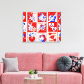 Valentine Retro Liebe schlägt Niedliche Muster Leinwanddruck (Insitu (Wohnzimmer))