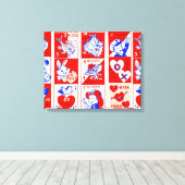 Valentine Retro Liebe schlägt Niedliche Muster Leinwanddruck (Insitu (Holzboden))