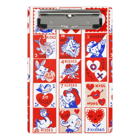 Valentine Retro Liebe schlägt Niedliche Muster Mini Klemmbrett (Vorderseite)