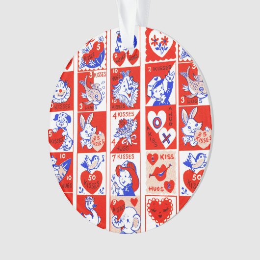 Valentine Retro Liebe schlägt Niedliche Muster Ornament (Vorderseite)