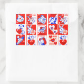 Valentine Retro Liebe schlägt Niedliche Muster Rechteckiger Aufkleber (Tasche)