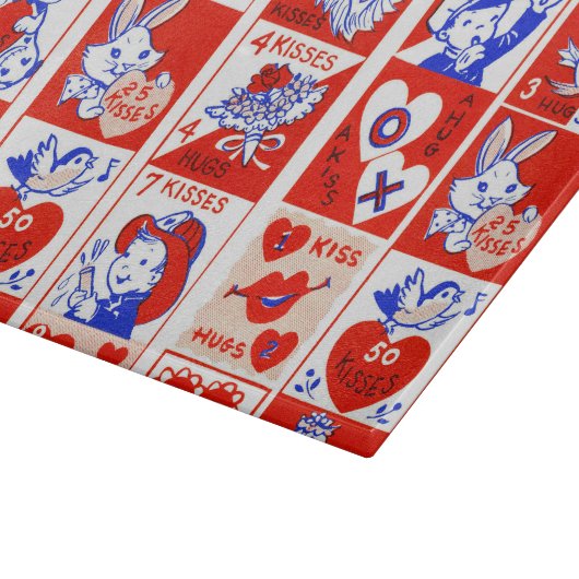 Valentine Retro Liebe schlägt Niedliche Muster Schneidebrett (Ecke)
