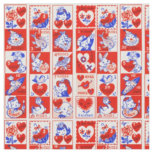 Valentine Retro Liebe schlägt Niedliche Muster Stoff (Nahaufnahme)