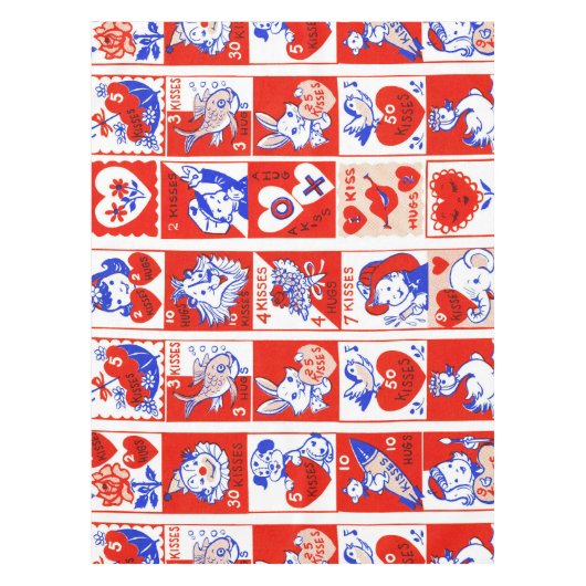 Valentine Retro Liebe schlägt Niedliche Muster Tischdecke (Vorderseite)