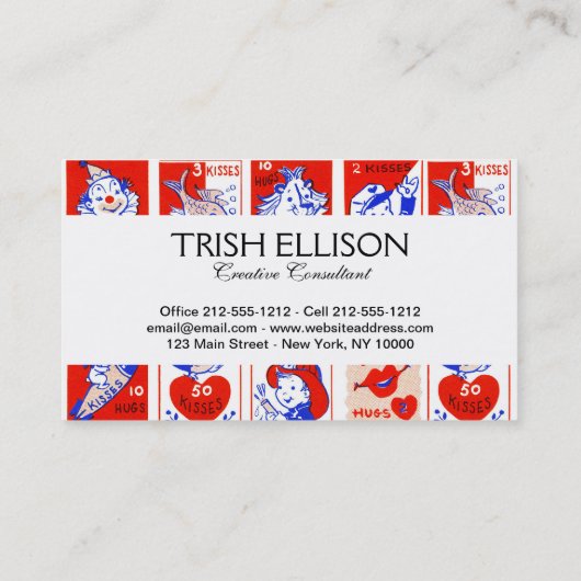 Valentine Retro Liebe schlägt Niedliche Muster Visitenkarte (Rückseite)