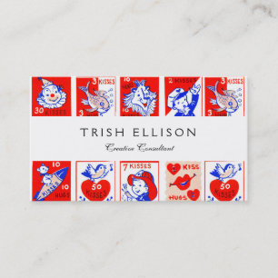 Valentine Retro Liebe schlägt Niedliche Muster Visitenkarte