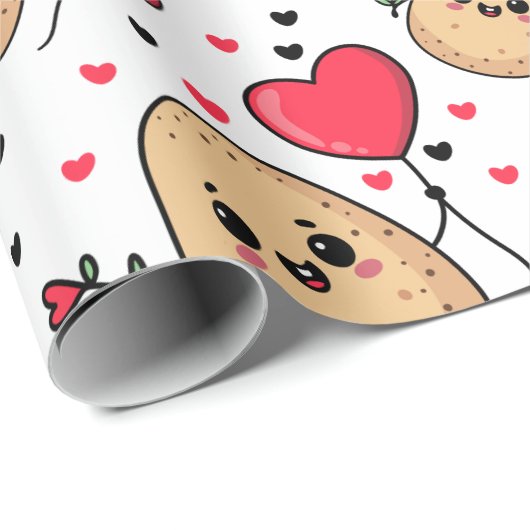 Valentine Romantic Potato Geschenkpapier (Rolleneckpunkt)