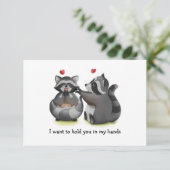 Valentine Romantic Raccoon Couple Grußkarte Karte (Stehend Vorderseite)