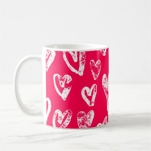 Valentine Rosa Herz: Skizzen Hintergrund Kaffeetasse
