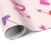 Valentine Rosa Lila Herzen mit Pfeilen Geschenkpapier (Rolleneckpunkt)