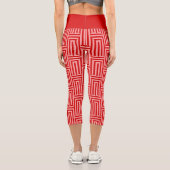 Valentine rosa rote Herzen gestreift Capri Leggings (Rückseite)