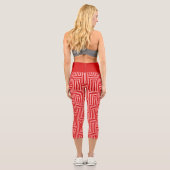 Valentine rosa rote Herzen gestreift Capri Leggings (Rückseite)