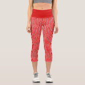 Valentine rosa rote Herzen gestreift Capri Leggings (Vorderseite)