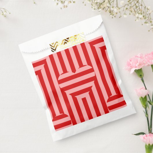 Valentine rosa rote Herzen gestreift Geschenktütchen (Versiegelt)