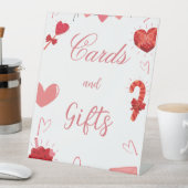 Valentine rosa & rote Herzkarte und Geschenkzeiche Sockelschild (In Situ)