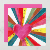 Valentine rosa Sonnenschein Regenbogenretro Feiertagskarte (Vorne/Hinten)