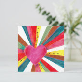 Valentine rosa Sonnenschein Regenbogenretro Feiertagskarte (Stehend Vorderseite)