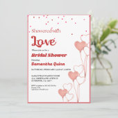 Valentine Rosa und Rotes Brautparty Einladung (Stehend Vorderseite)