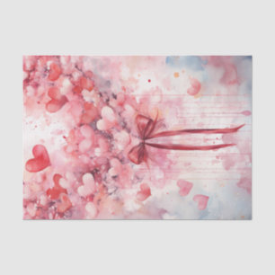 Valentine Rosa und Rotes Herz und Band Seidenpapier