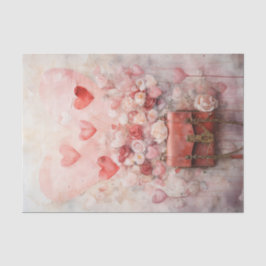 Valentine Rosa und Rotes Herz und Rose Seidenpapier