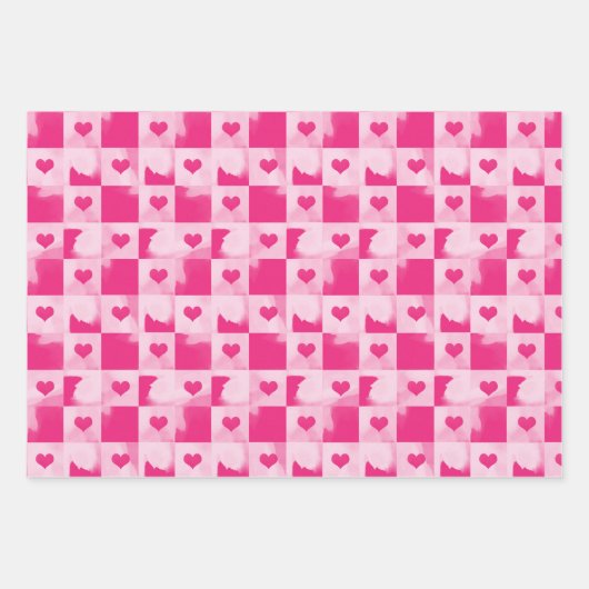 Valentine Rosa Wasserfarbenwäsche mit Herz Geschenkpapier Set (Vorderseite 3)