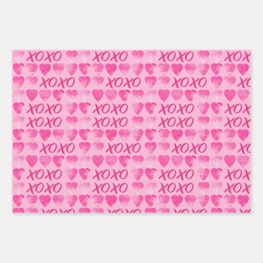 Valentine Rosa Wasserfarbenwäsche mit Herz Geschenkpapier Set (Vorderseite 2)