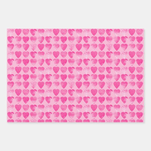 Valentine Rosa Wasserfarbenwäsche mit Herz Geschenkpapier Set (Vorderseite)