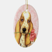 Valentine Rose Basset Keramik Ornament (Rechts)