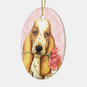 Valentine Rose Basset Keramik Ornament (Links)