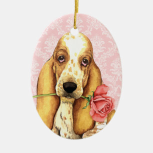Valentine Rose Basset Keramik Ornament