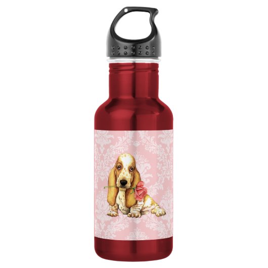 Valentine Rose Basset Trinkflasche (Vorderseite)