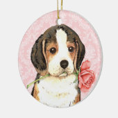 Valentine Rose Beagle Keramikornament (Links)