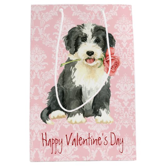 Valentine-Rose Beardie Mittlere Geschenktüte (Vorderseite)