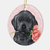 Valentine Rose Black Lab Keramikornament (Links)
