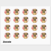 Valentine Rose Border Terrier Runder Aufkleber (Blatt)