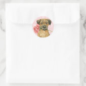 Valentine Rose Border Terrier Runder Aufkleber (Tasche)